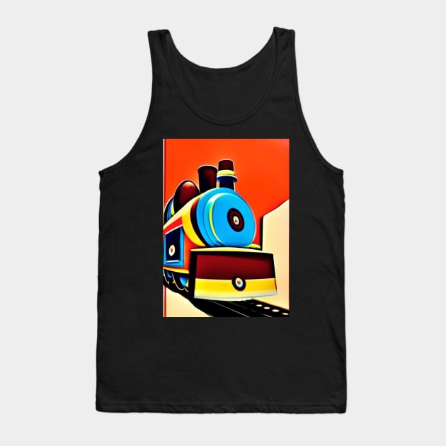 POPART COMIC STYLE BLUE AND YELLOW STEAM TRAIN Tank Top by sailorsam1805